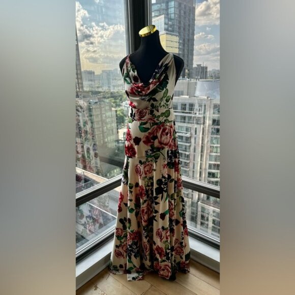 🆕 BRONX & BANCO 🧿 NWOT Leo Floral Print Maxi Gown - Size L / US 8 - Picture 11 of 16